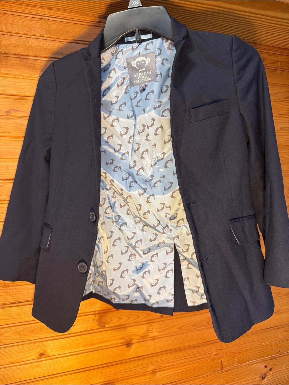 Appaman Blue Blazer with Monkey Print Lining